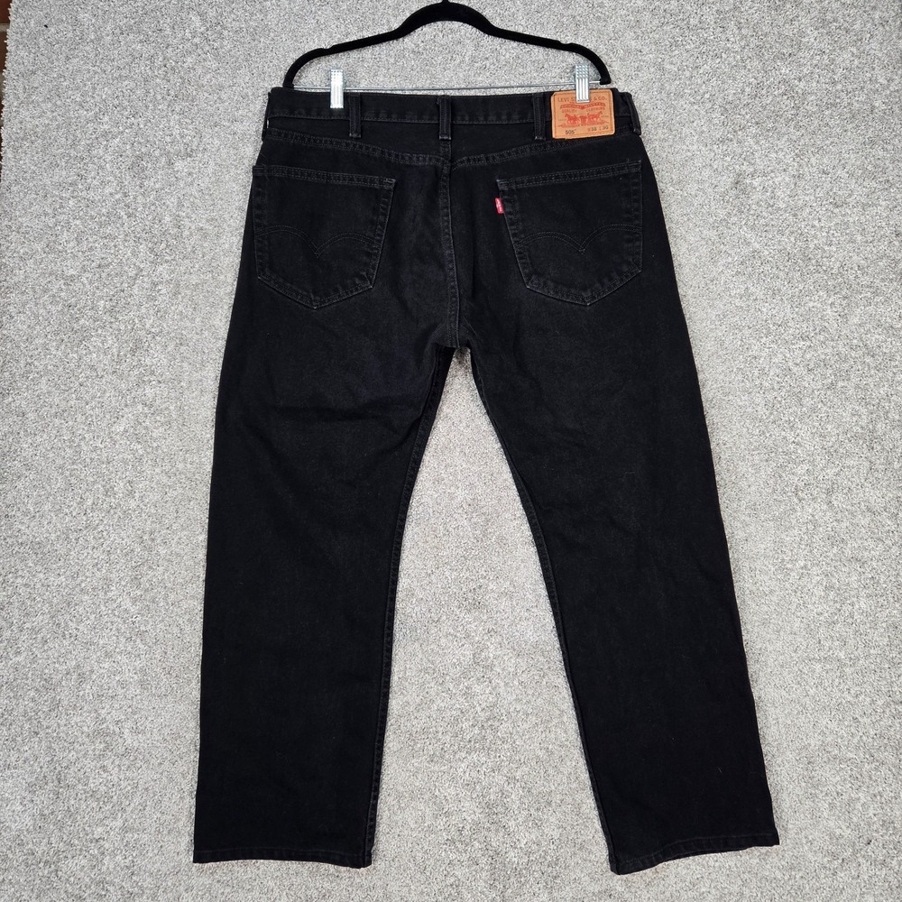 Levi's 505 Black Straight Fit Jeans mens 38x30 (fit 37x28) 100% Cotton Denim